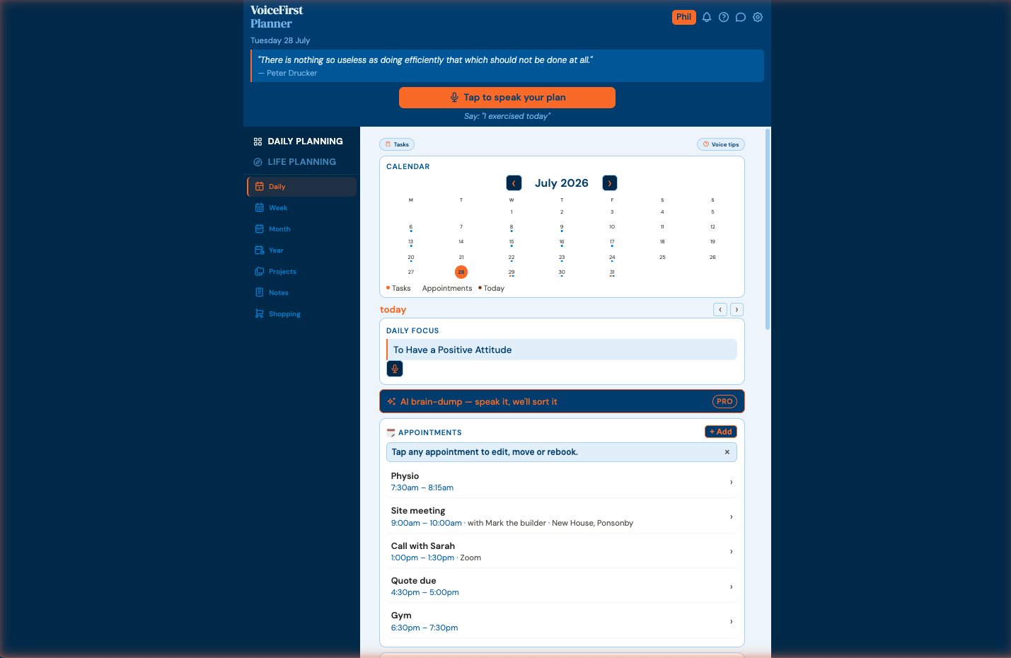 The desktop layout, sidebar on the left