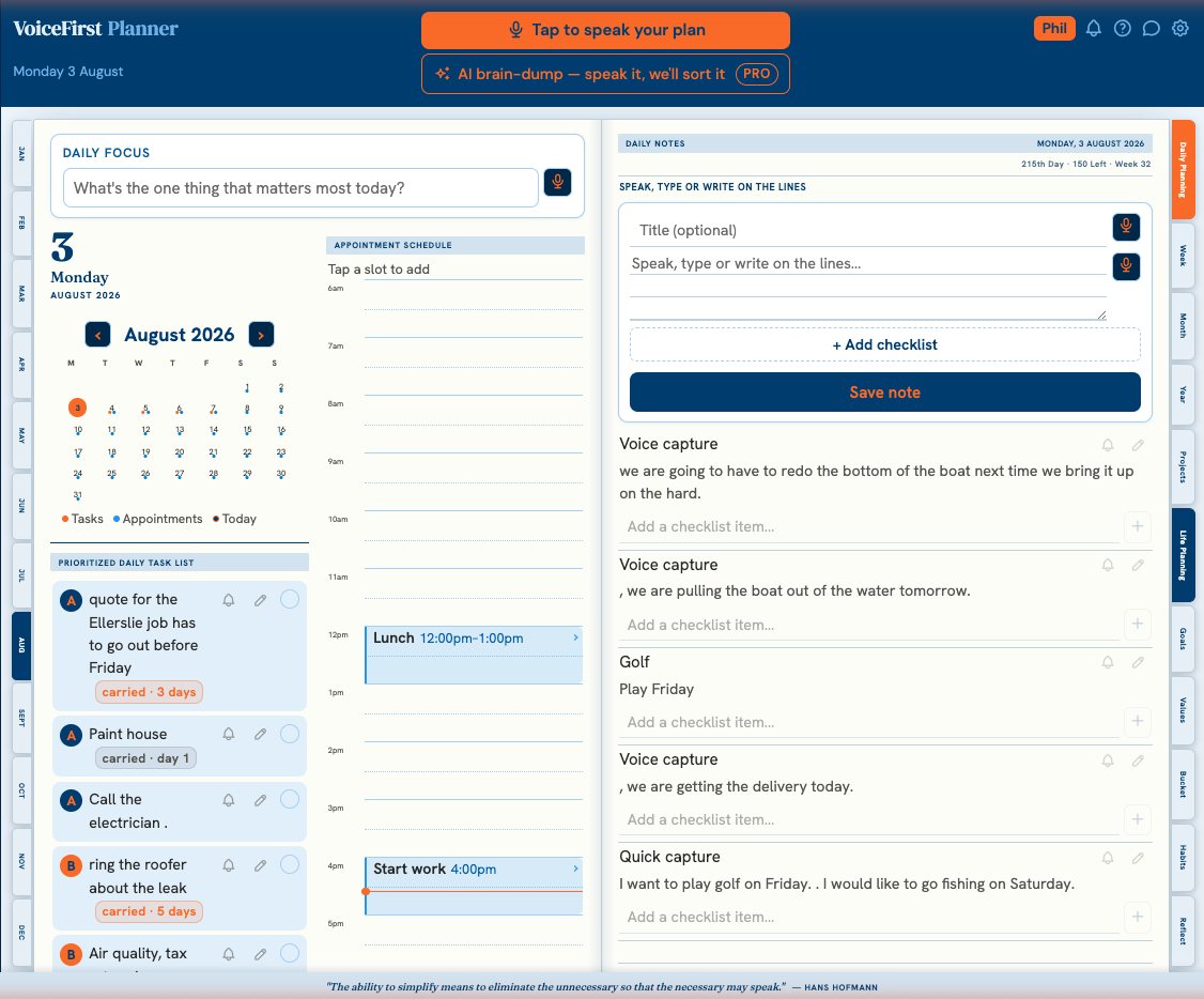 Planner view on an iPad — the two-page spread